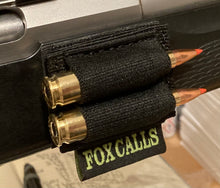 Load image into Gallery viewer, Fox Calls “Quick Release Stick On Pouch” 222-375 Cal Two Round Nylon Twill Side Action Carrier Sticky Velcro Back Elasticated Ammo Loops - £3.99 - Post Free UK