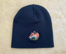 Load image into Gallery viewer, Fox Calls Logo Black Un Cuffed 100% Warm Acrylic Beanie £10.99 Post Free UK