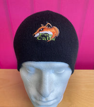 Load image into Gallery viewer, Fox Calls Logo Black Un Cuffed 100% Warm Acrylic Beanie £10.99 Post Free UK