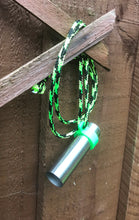 Load image into Gallery viewer, Fox Calls - SS Squeaker with 3D Neon Green Lanyard Clip Hands Free Bite Style Raspy Fox Caller £6.25 - Post Free UK