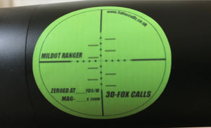 Countryside Fox Calls 24 x 45mm Vinyl "Mildot Ranger" Rifle Stickers £2.99 Post Free -10% discount at checkout for a limited period