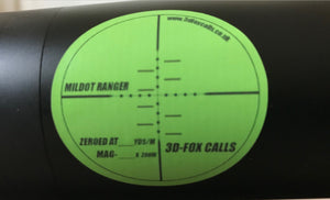 Countryside Fox Calls 17 x 45mm Vinyl "Mildot Ranger" Rifle Stickers £2.99 Post Free -10% discount at checkout for a limited period