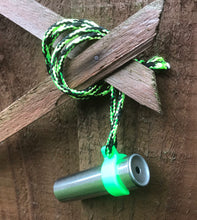Load image into Gallery viewer, Fox Calls - SS Squeaker with 3D Neon Green Lanyard Clip Hands Free Bite Style Raspy Fox Caller £6.25 - Post Free UK
