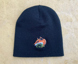 Fox Calls Logo Black Un Cuffed 100% Warm Acrylic Beanie £10.99 Post Free UK