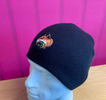 Load image into Gallery viewer, Fox Calls Logo Black Un Cuffed 100% Warm Acrylic Beanie £10.99 Post Free UK
