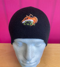 Load image into Gallery viewer, Fox Calls Logo Black Un Cuffed 100% Warm Acrylic Beanie £10.99 Post Free UK
