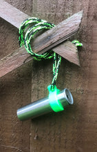 Load image into Gallery viewer, Fox Calls - SS Squeaker with 3D Neon Green Lanyard Clip Hands Free Bite Style Raspy Fox Caller £6.25 - Post Free UK
